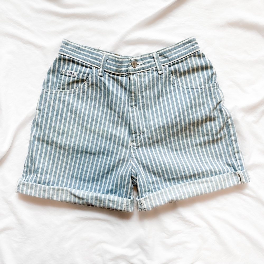 Vintage Lee High Waisted Striped Mom Shorts Wedgie Shorts Retro 90s Boho 80s